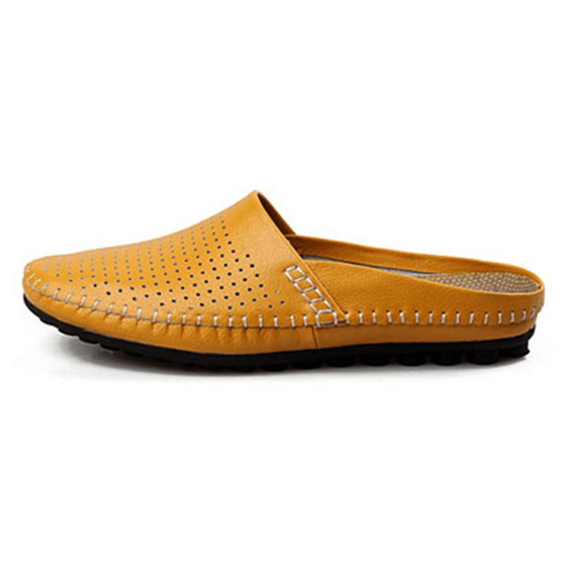 Slipper Męskie Hollow Out Codzienne Beach Slip On W Skórze