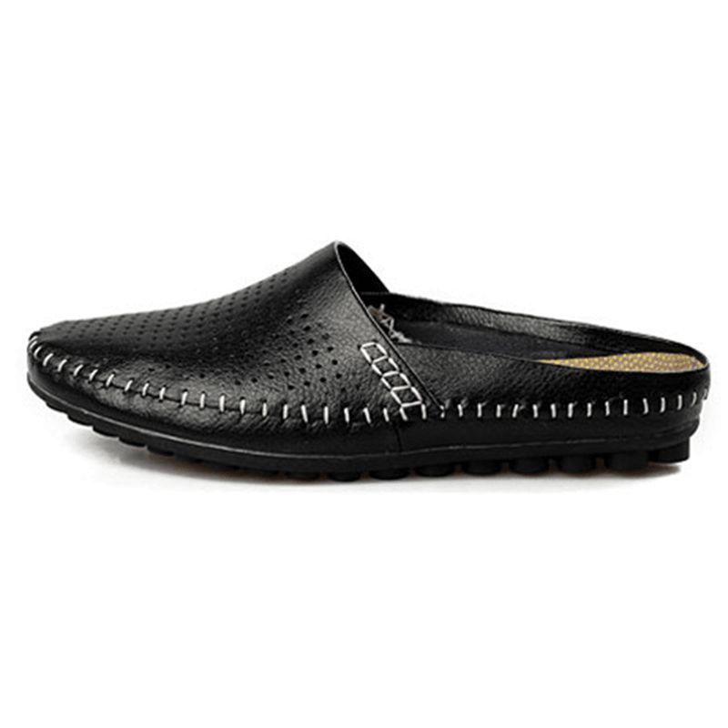 Slipper Męskie Hollow Out Codzienne Beach Slip On W Skórze