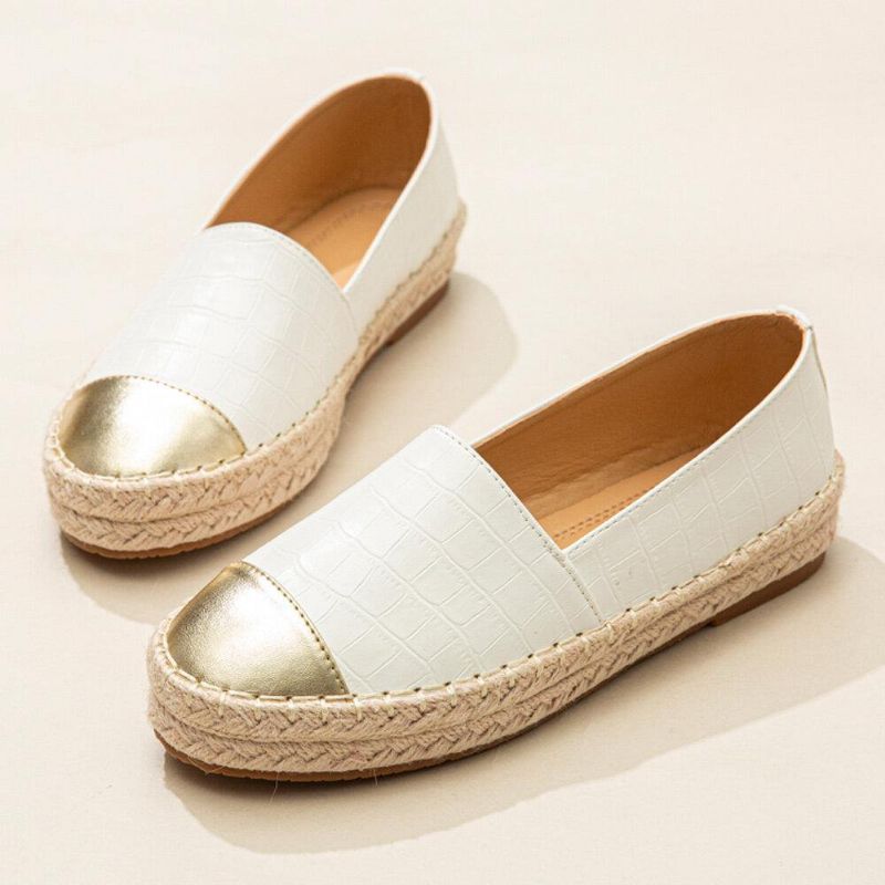 Kobiety Codzienne Splicing Slip On Espadrille Loafers Mieszkania Buty Rybackie