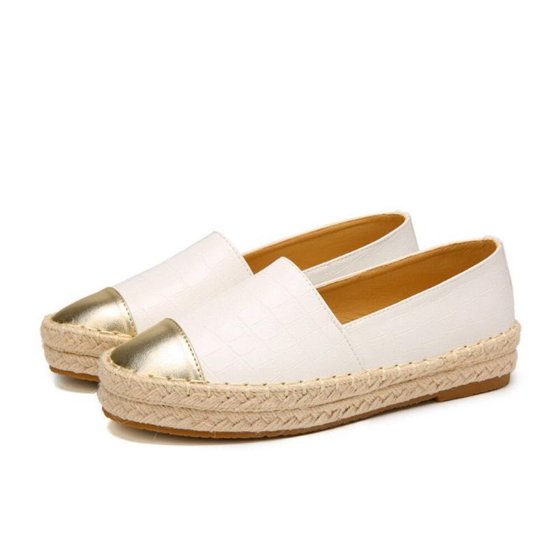 Kobiety Codzienne Splicing Slip On Espadrille Loafers Mieszkania Buty Rybackie