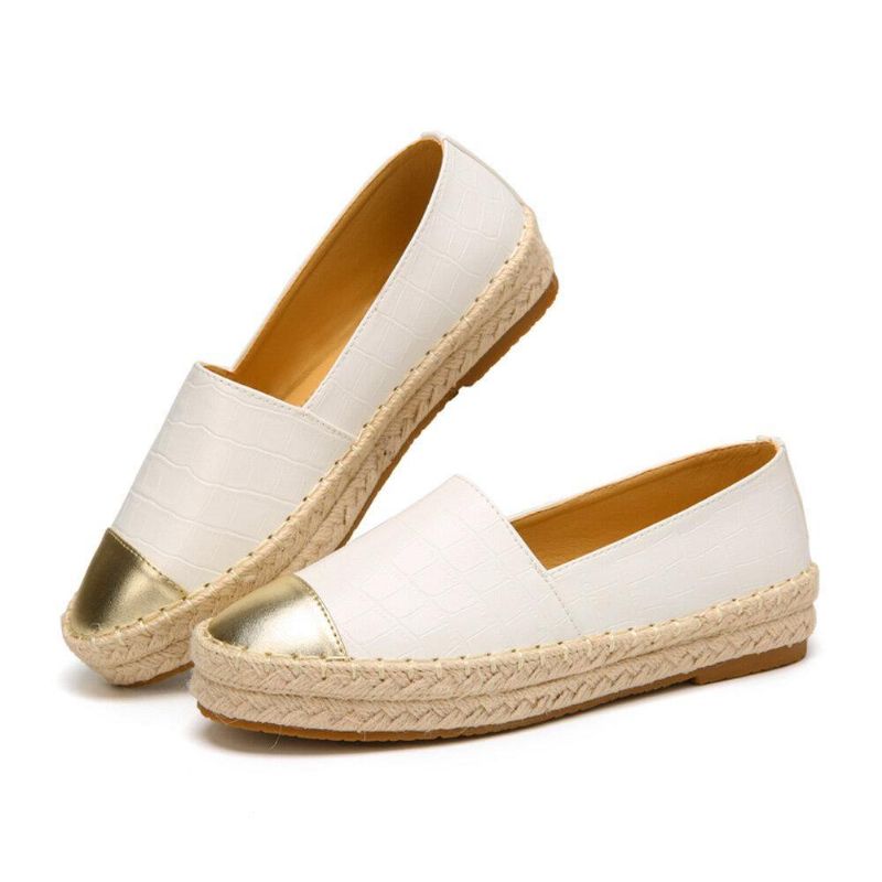 Kobiety Codzienne Splicing Slip On Espadrille Loafers Mieszkania Buty Rybackie