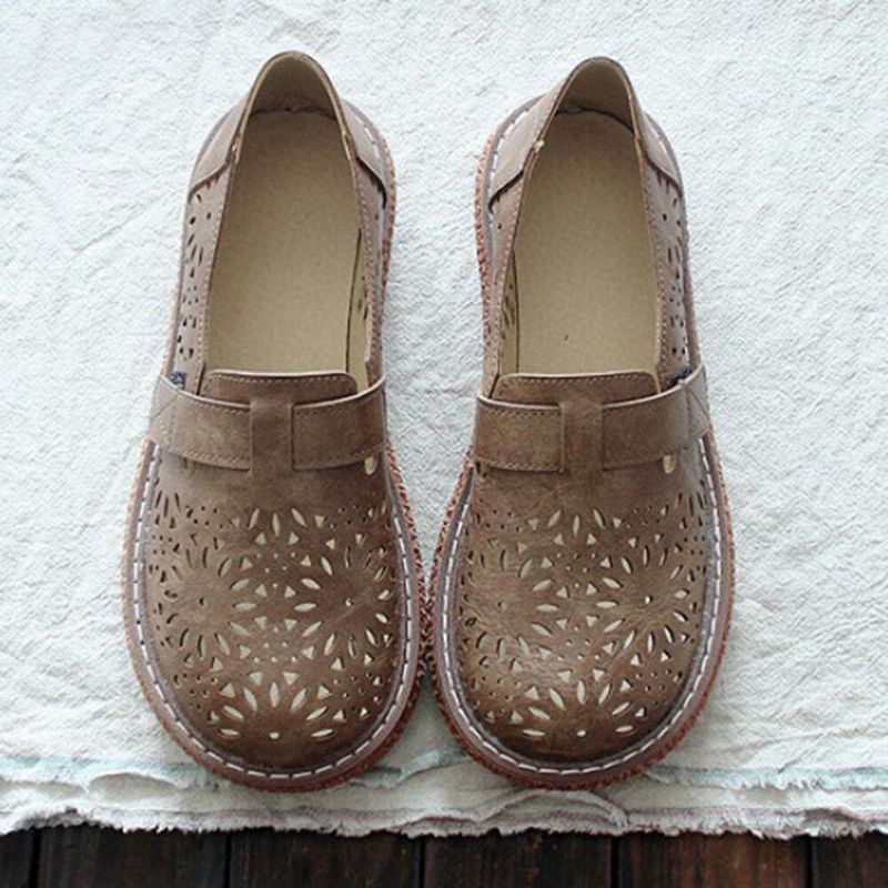 Kobiety Retro Codzienne Slip On Round Toe Oddychające Wytrzymałe Mokasyny