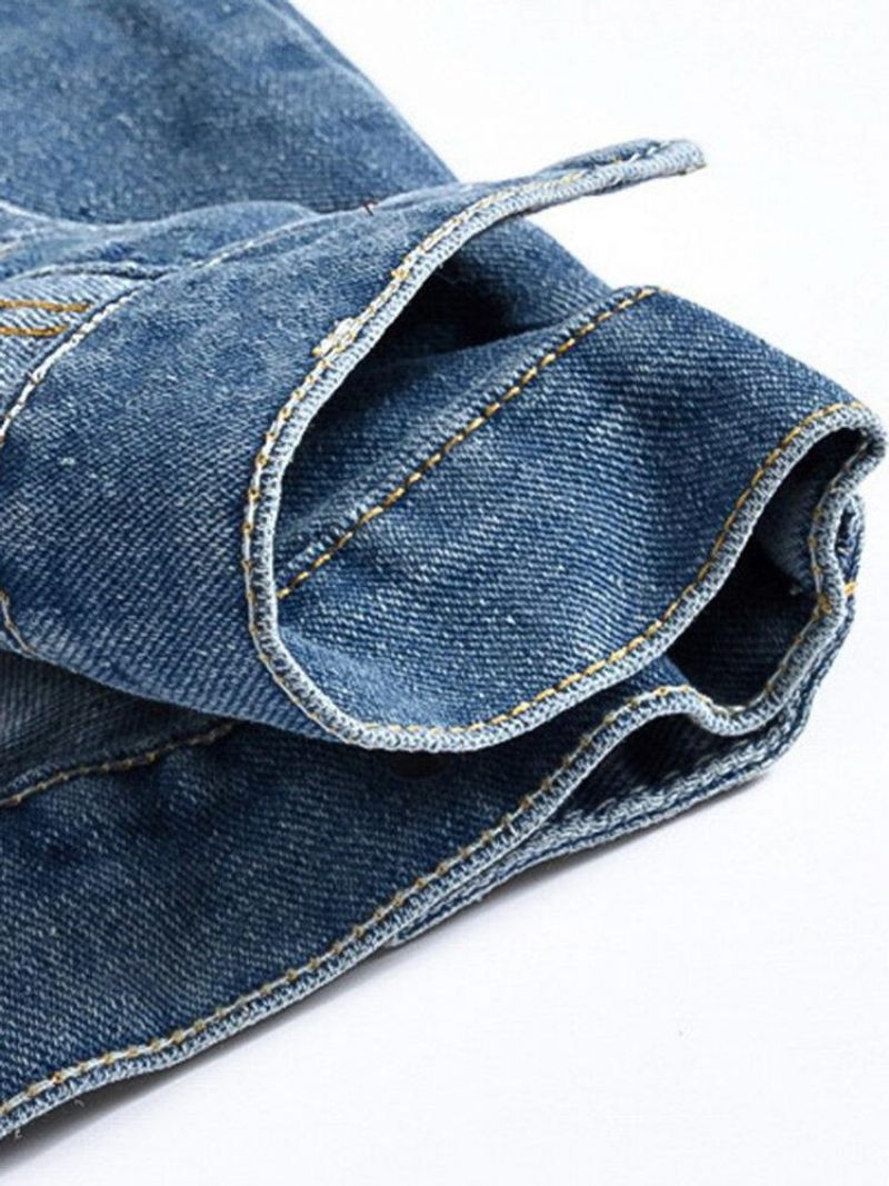 Moda Męska Denim Podwójne Kieszenie Skręcić W Dół Kołnierz Codzienna Kamizelka