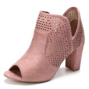 Kobiety Hollow Out Peep Toe Slip Na Przyczynowych Wysokich Obcasach Biurowych