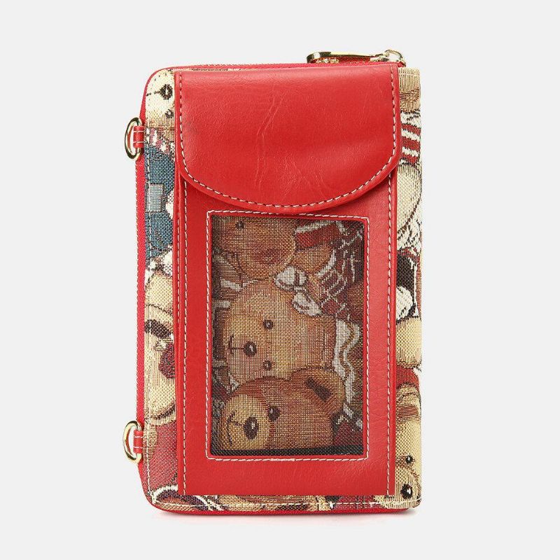 Damskie Bear Pattern 12 Miejsc Na Karty Portmonetka Na Telefon Torba Crossbody Torba Na Sprzęgło