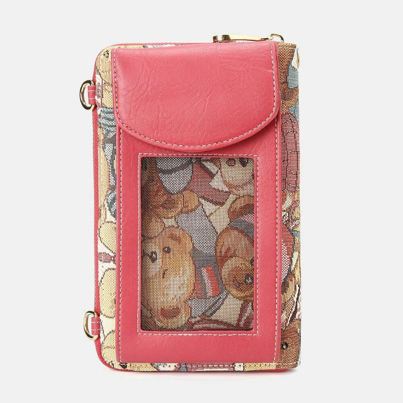 Damskie Bear Pattern 12 Miejsc Na Karty Portmonetka Na Telefon Torba Crossbody Torba Na Sprzęgło