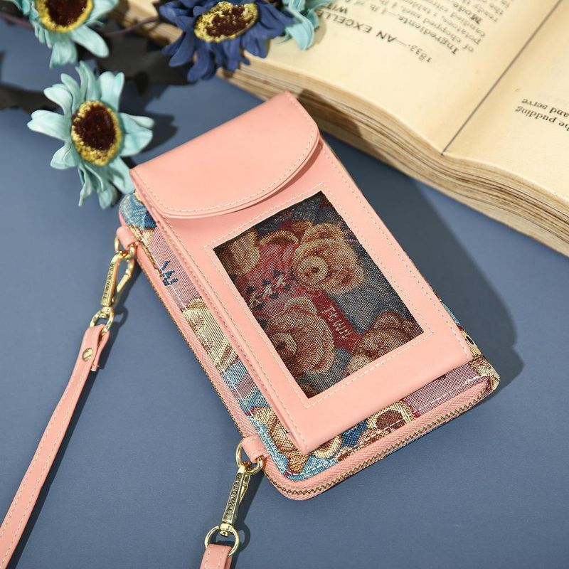 Damskie Bear Pattern 12 Miejsc Na Karty Portmonetka Na Telefon Torba Crossbody Torba Na Sprzęgło