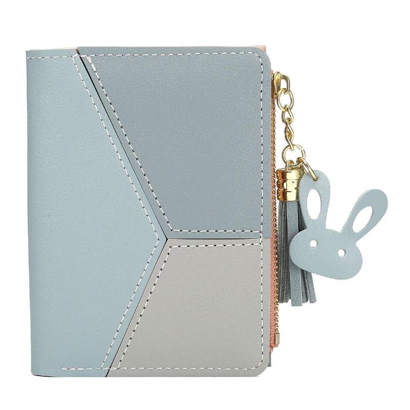 Frędzle Pu Leather Multi-Slots Short Money Bag Slim Card Holder Torebka Portfel Dla Kobiet I Pań Z Metalowymi Frędzlami W Kształcie Serca Wisiorek Prezent Bifold Clutch