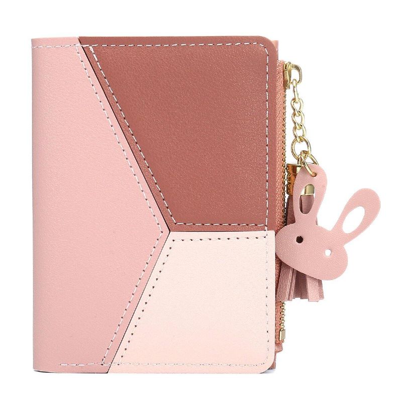 Frędzle Pu Leather Multi-Slots Short Money Bag Slim Card Holder Torebka Portfel Dla Kobiet I Pań Z Metalowymi Frędzlami W Kształcie Serca Wisiorek Prezent Bifold Clutch