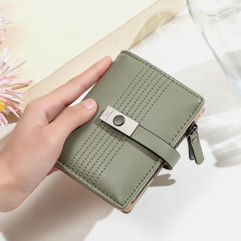 Kobiet 6 Miejsc Na Karty Bifold Solid Short Wallet Purse