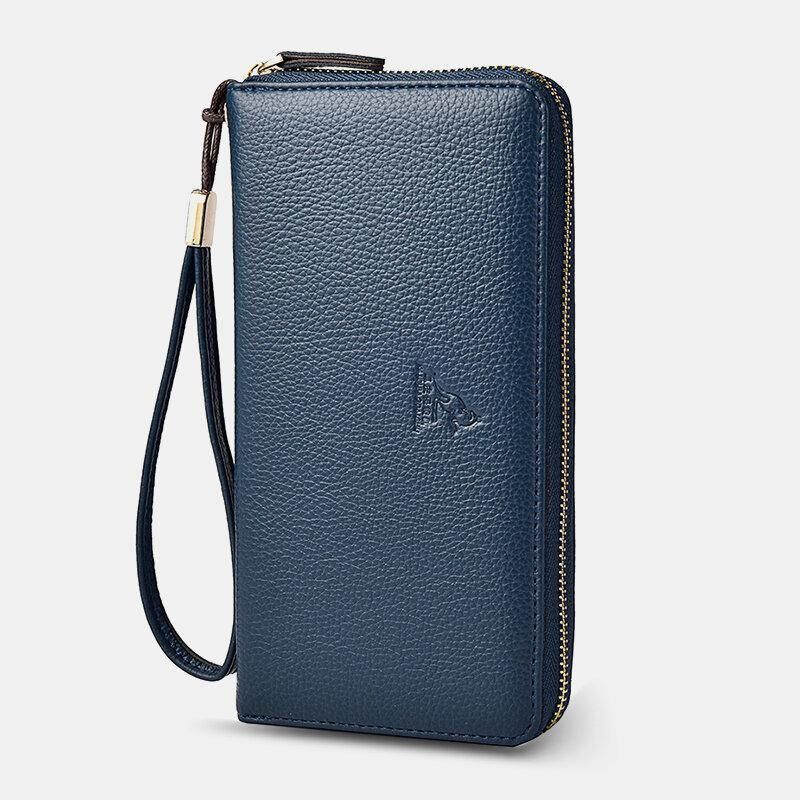 Kobiety I Mężczyźni Pu Leather Lychee Pattern Multi-Card Slot Odpinany Pasek Na Nadgarstek Retro Middle Length Card Holder Clutch Wallets