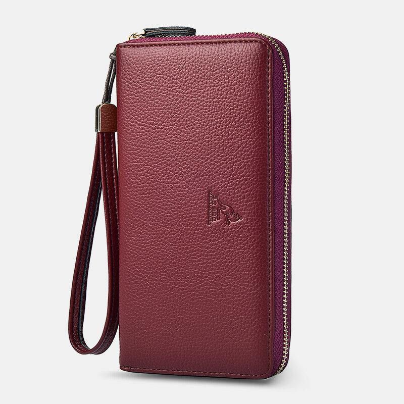 Kobiety I Mężczyźni Pu Leather Lychee Pattern Multi-Card Slot Odpinany Pasek Na Nadgarstek Retro Middle Length Card Holder Clutch Wallets