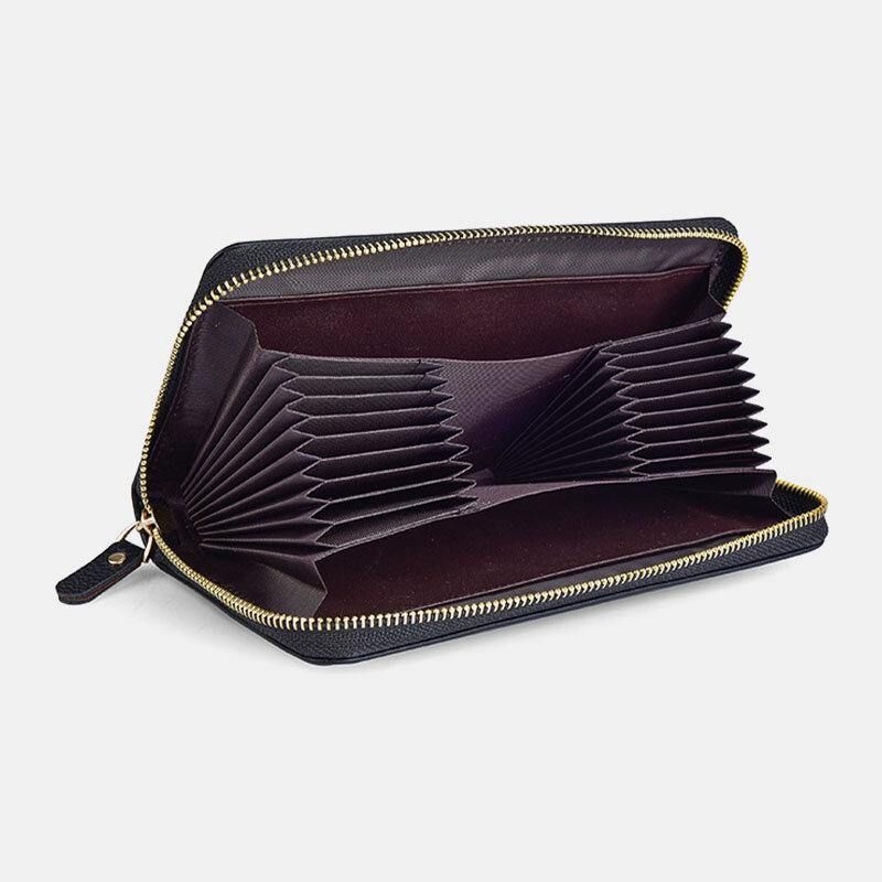 Kobiety I Mężczyźni Pu Leather Lychee Pattern Multi-Card Slot Odpinany Pasek Na Nadgarstek Retro Middle Length Card Holder Clutch Wallets