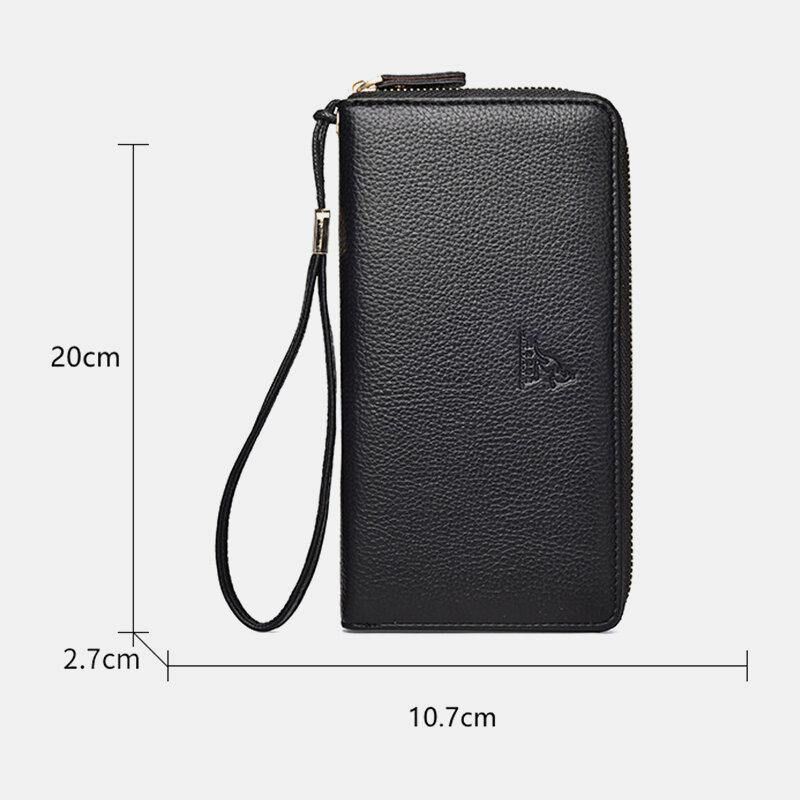 Kobiety I Mężczyźni Pu Leather Lychee Pattern Multi-Card Slot Odpinany Pasek Na Nadgarstek Retro Middle Length Card Holder Clutch Wallets