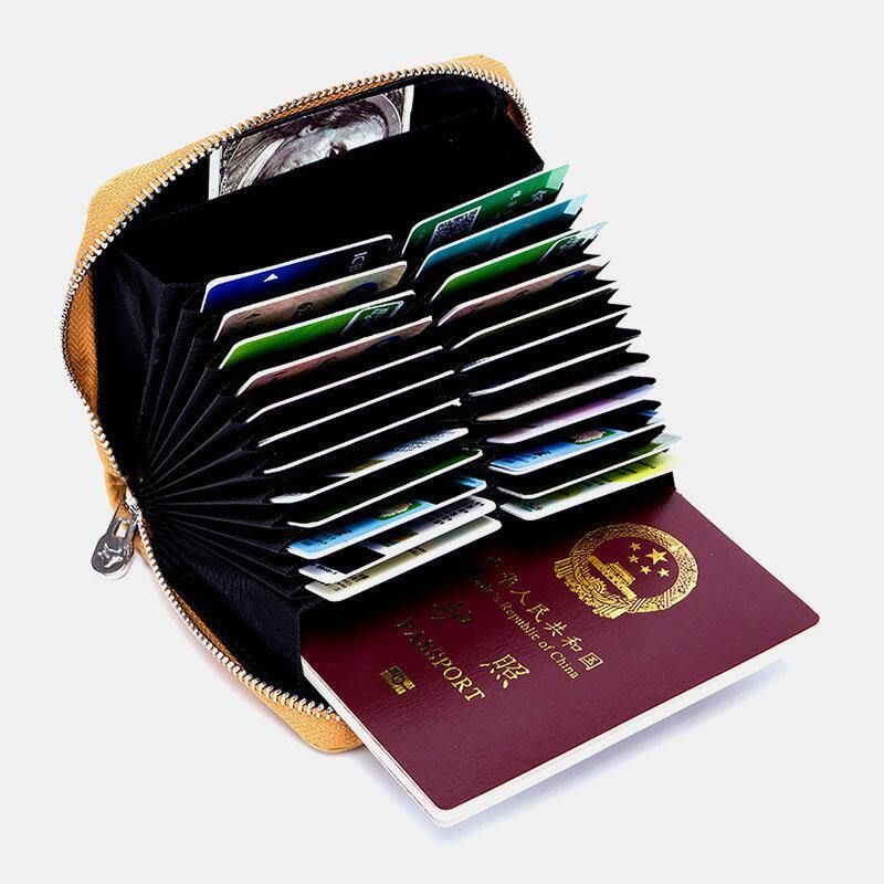 Kobiety Prawdziwa Skóra Rfid Anti-Theft Organ Design Milti-Card Slot Card Bag Card Holder Wallet