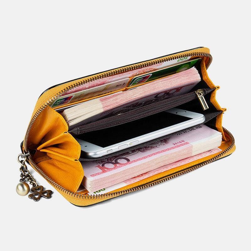 Kobiety Prawdziwej Skóry Wzór Zwierzęcy Vintage Rfid Anti-Theft Multi-Slot Phone Bag Clutch Portmonetka Portfel Z Uchwytem Na Karty