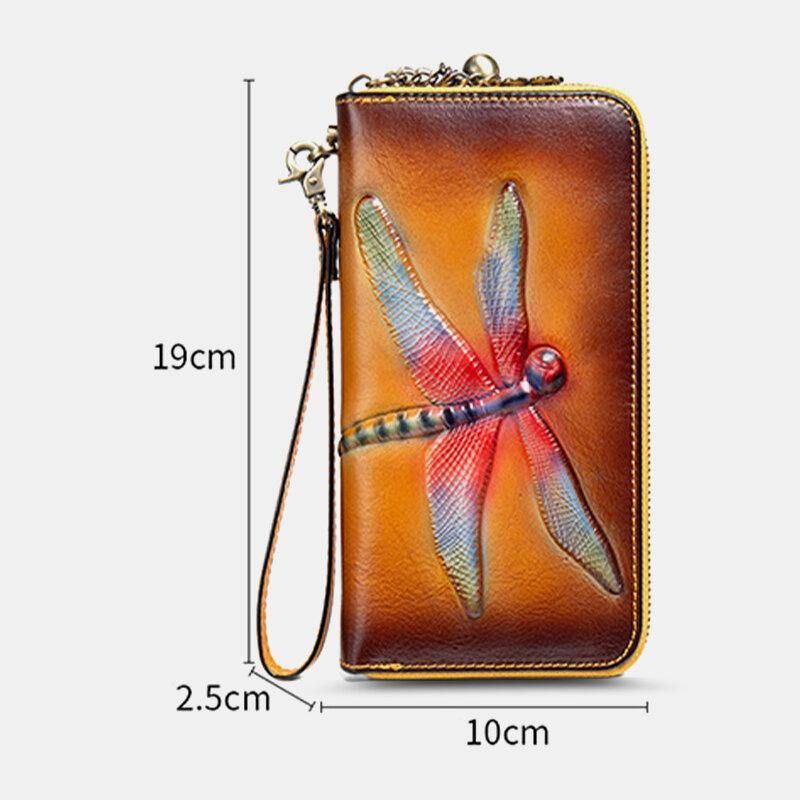 Kobiety Prawdziwej Skóry Wzór Zwierzęcy Vintage Rfid Anti-Theft Multi-Slot Phone Bag Clutch Portmonetka Portfel Z Uchwytem Na Karty