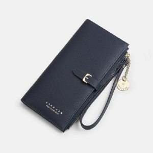 Kobiety Pu Leather Cienki Jednolity Kolor Bifold Długi Portfel Na Karty Portfel