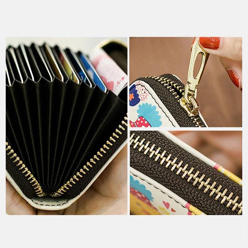 Kobiety Pu Leather Rfid Anti-Theft Organ Design Multi-Card Slot Mini Cute Purse