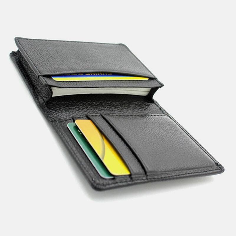 Mężczyźni Prawdziwa Skóra Duża Pojemność Bifold Retro Business Multi-Card Slot Holder Wizytownik Na Wizytówki Wizytownik Na Karty Kredytowe Portfel