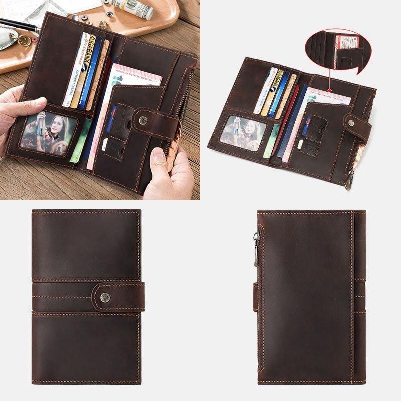 Mężczyźni Prawdziwa Skóra Rfid Anti-Theft Paszport Etui Sprzęgła Kiesy Hand Carry Card Holder Portfel