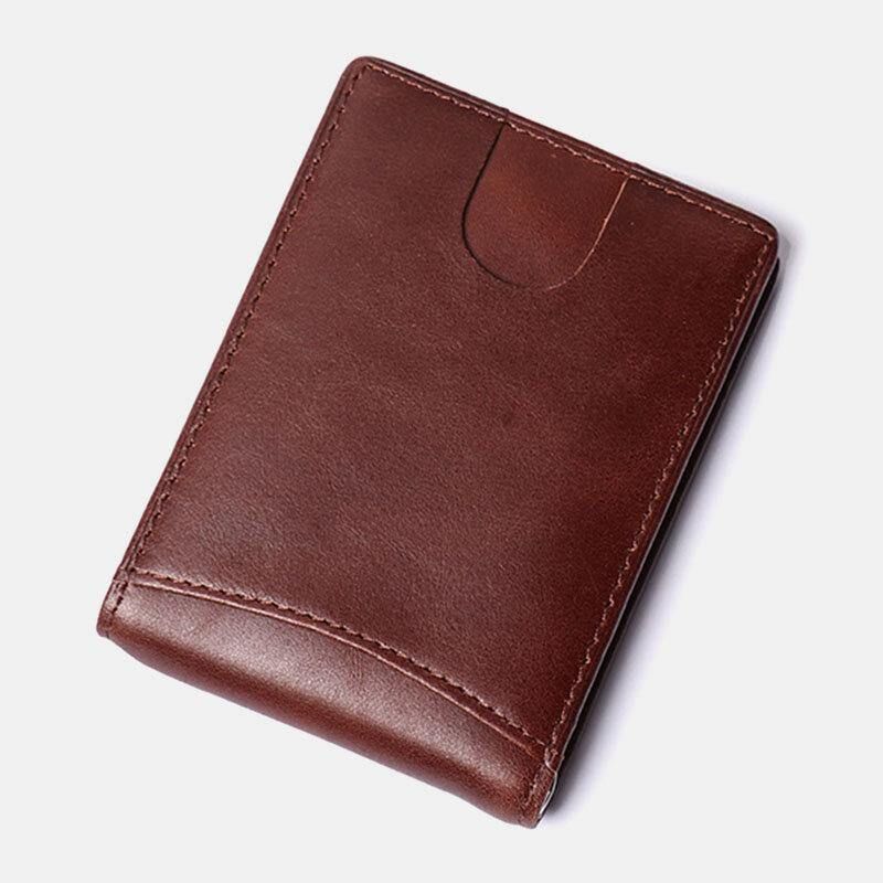 Mężczyźni Prawdziwa Skóra Vintage Business Cowhide Rfid Multi-Card Slot Money Clip Card Holder Portfel