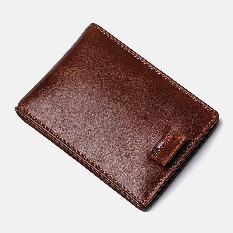 Mężczyźni Prawdziwa Skóra Vintage Business Cowhide Rfid Multi-Card Slot Money Clip Card Holder Portfel