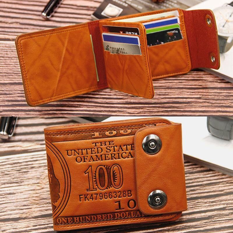 Mężczyźni Pu Leather Dollar Pattern Bifold Sort Multi-Card Slot Card Holder Portfel Na Monety