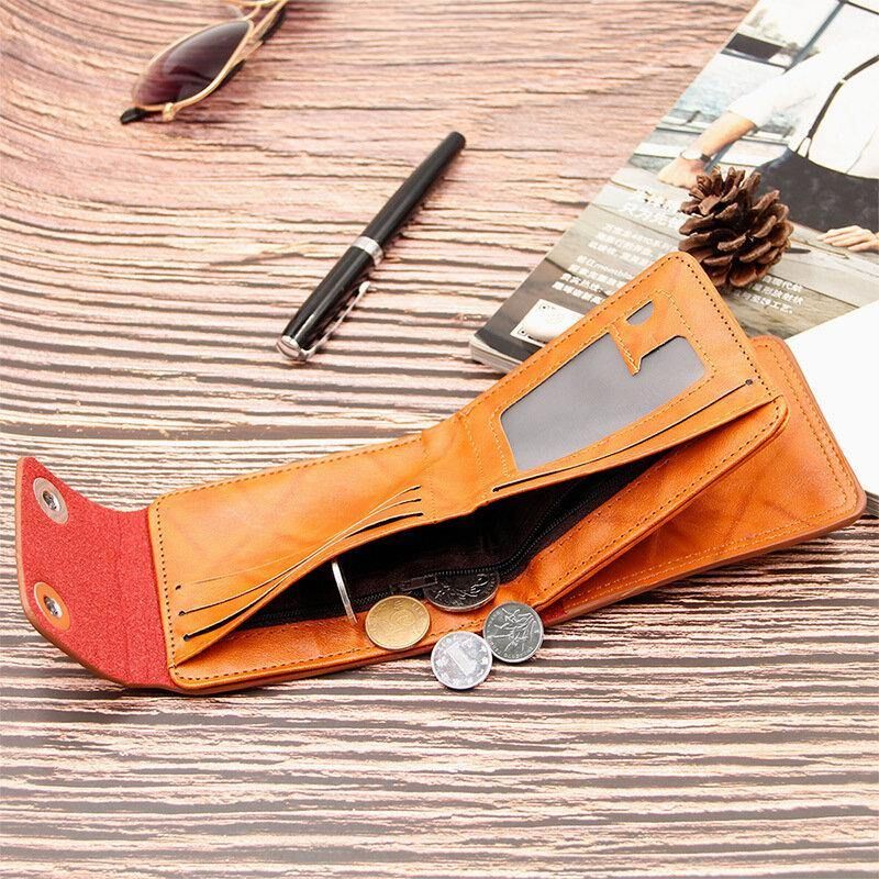 Mężczyźni Pu Leather Dollar Pattern Bifold Sort Multi-Card Slot Card Holder Portfel Na Monety