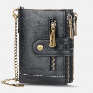 Mężczyźni Pu Leather Long Bifold Multi-Card Slot Card Holder Podwójny Zamek Błyskawiczny Portmonetka Portfel Na Pieniądze