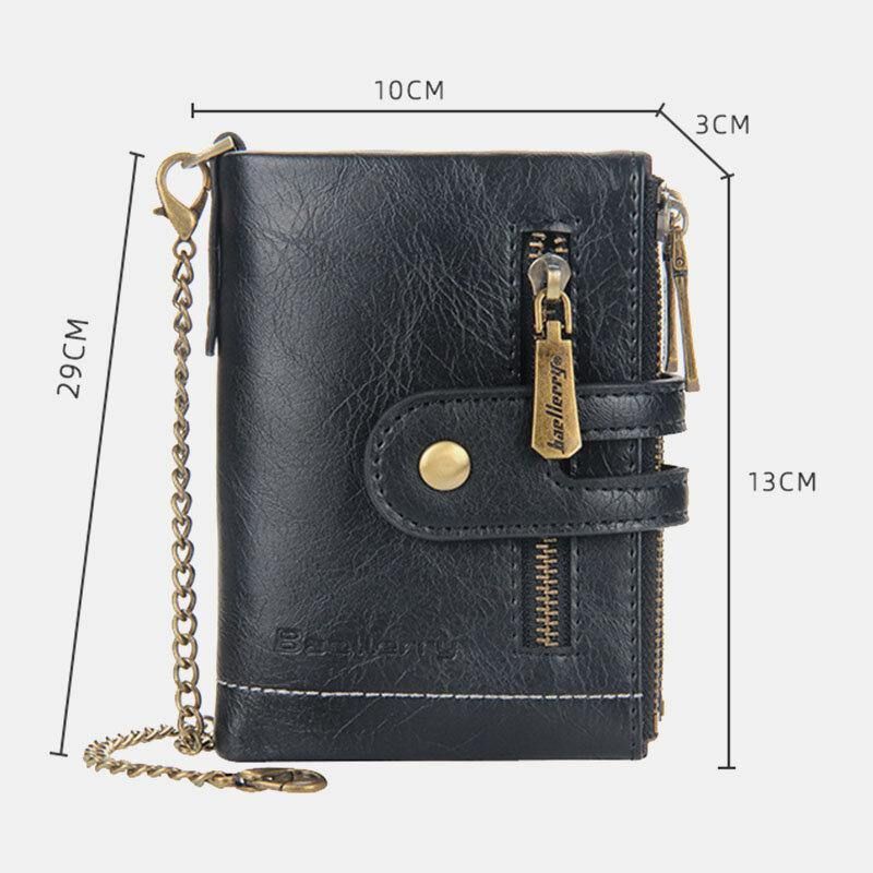 Mężczyźni Pu Leather Long Bifold Multi-Card Slot Card Holder Podwójny Zamek Błyskawiczny Portmonetka Portfel Na Pieniądze