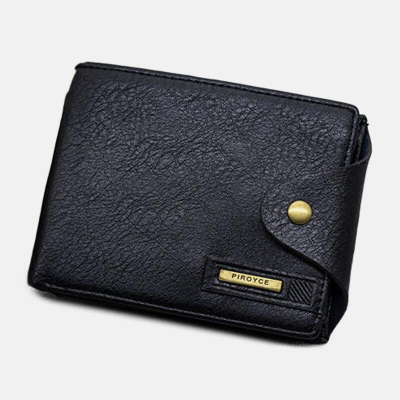 Mężczyźni Pu Leather Trifold Hasp Duża Pojemność Retro Codzienne Card Holder Portfel Na Monety