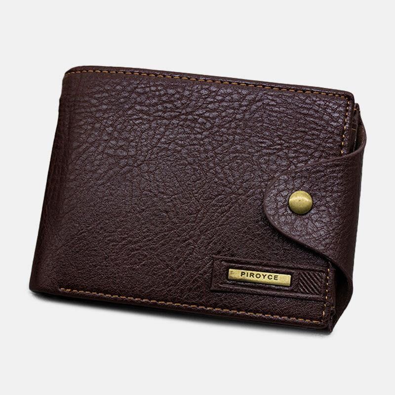 Mężczyźni Pu Leather Trifold Hasp Duża Pojemność Retro Codzienne Card Holder Portfel Na Monety