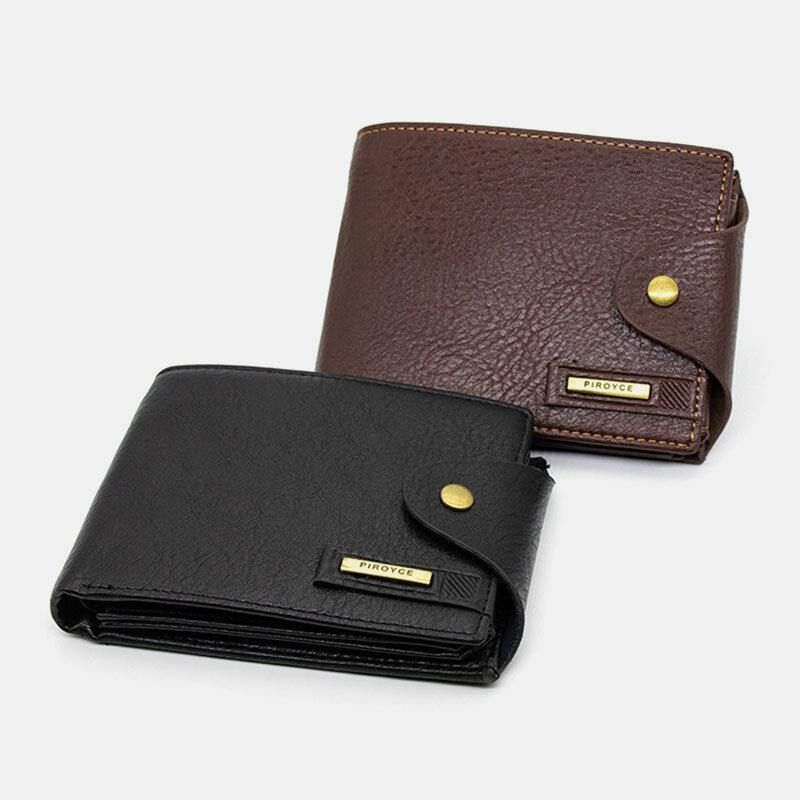 Mężczyźni Pu Leather Trifold Hasp Duża Pojemność Retro Codzienne Card Holder Portfel Na Monety