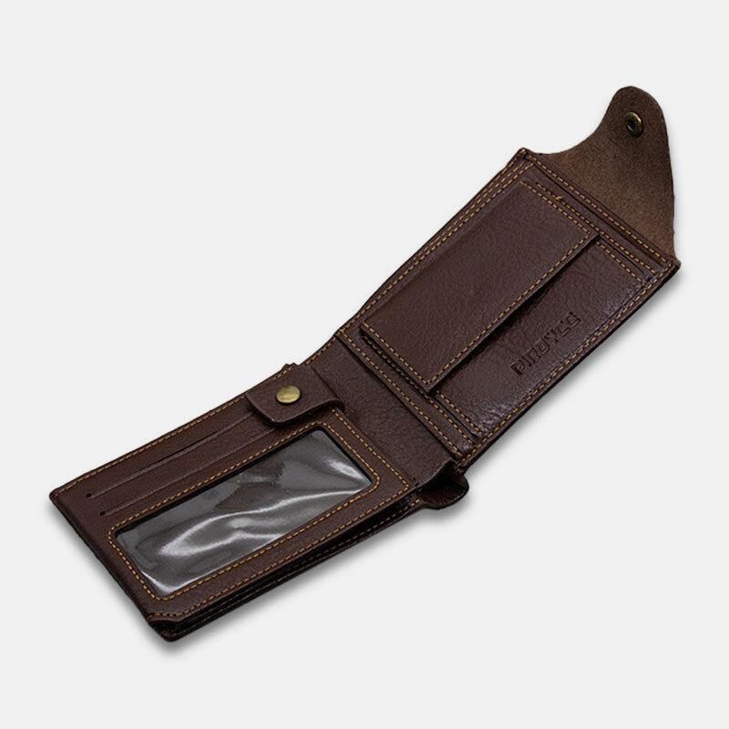 Mężczyźni Pu Leather Trifold Hasp Duża Pojemność Retro Codzienne Card Holder Portfel Na Monety