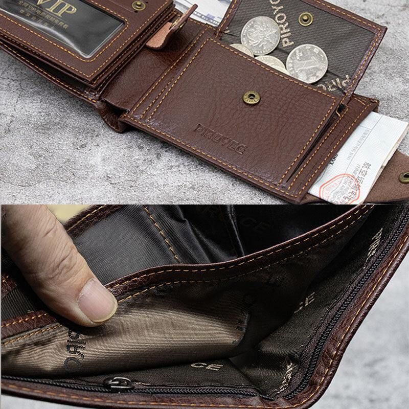 Mężczyźni Pu Leather Trifold Hasp Duża Pojemność Retro Codzienne Card Holder Portfel Na Monety