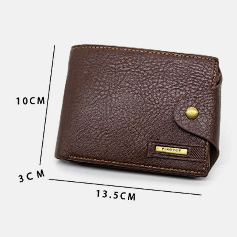 Mężczyźni Pu Leather Trifold Hasp Duża Pojemność Retro Codzienne Card Holder Portfel Na Monety