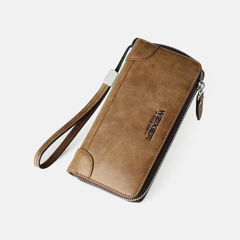 Męska Faux Leather Multi-Slots Retro Business Duża Pojemność 5.5 Cal Phone Bag Clutch Purse Card Holder Portfel