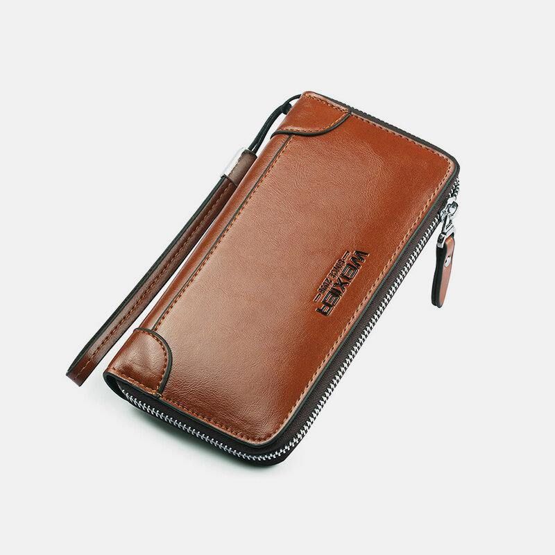 Męska Faux Leather Multi-Slots Retro Business Duża Pojemność 5.5 Cal Phone Bag Clutch Purse Card Holder Portfel