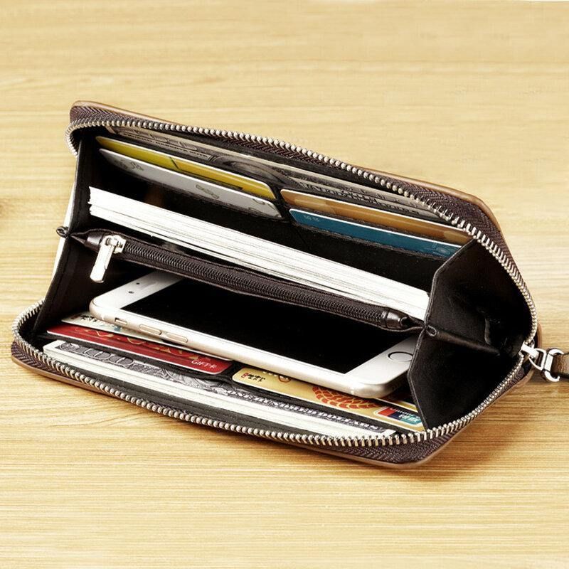 Męska Faux Leather Multi-Slots Retro Business Duża Pojemność 5.5 Cal Phone Bag Clutch Purse Card Holder Portfel