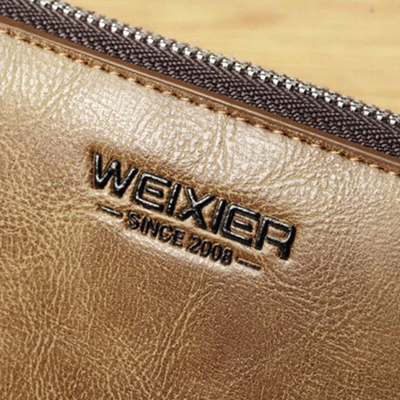 Męska Faux Leather Multi-Slots Retro Business Duża Pojemność 5.5 Cal Phone Bag Clutch Purse Card Holder Portfel