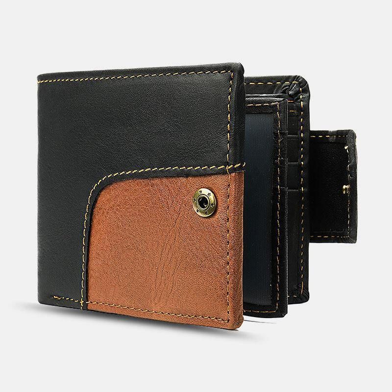 Męska Skórzana Bifold Rfid Anti-Theft Multi-Card Slot Retro Codzienne Card Holder Portfel Na Monety