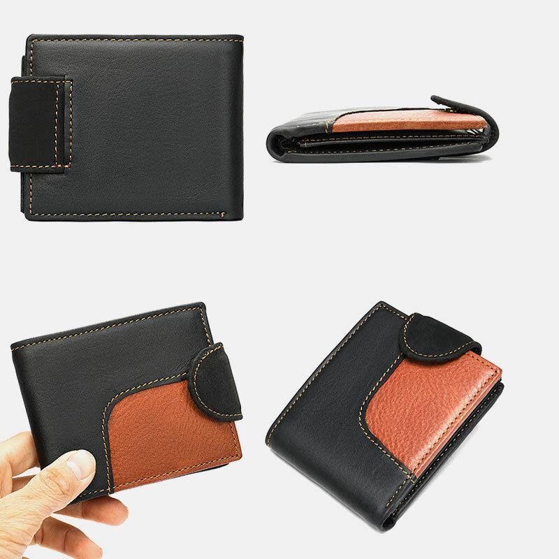 Męska Skórzana Bifold Rfid Anti-Theft Multi-Card Slot Retro Codzienne Card Holder Portfel Na Monety