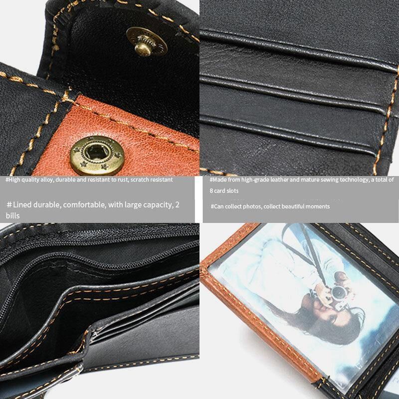 Męska Skórzana Bifold Rfid Anti-Theft Multi-Card Slot Retro Codzienne Card Holder Portfel Na Monety