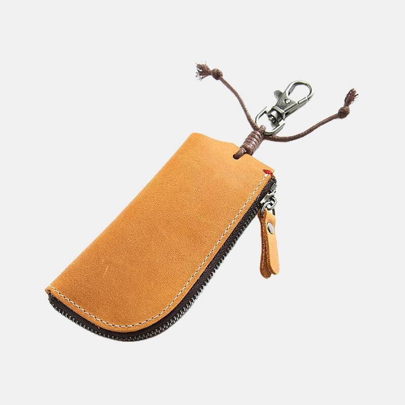 Męska Skórzana Skóra Bydlęca Mini Easy Carry Hanging Car Key Bag Keychain Wallet