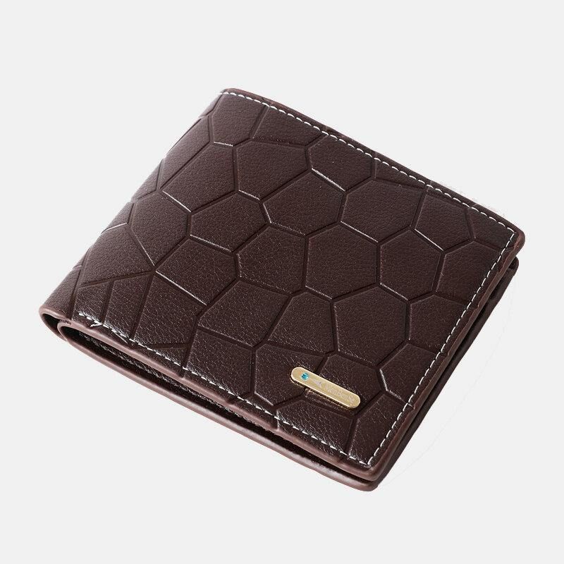 Męski Faux Leather Business Retro Solid Color Lychee Pattern Wytłaczany Portfel Na Karty Z Wieloma Gniazdami