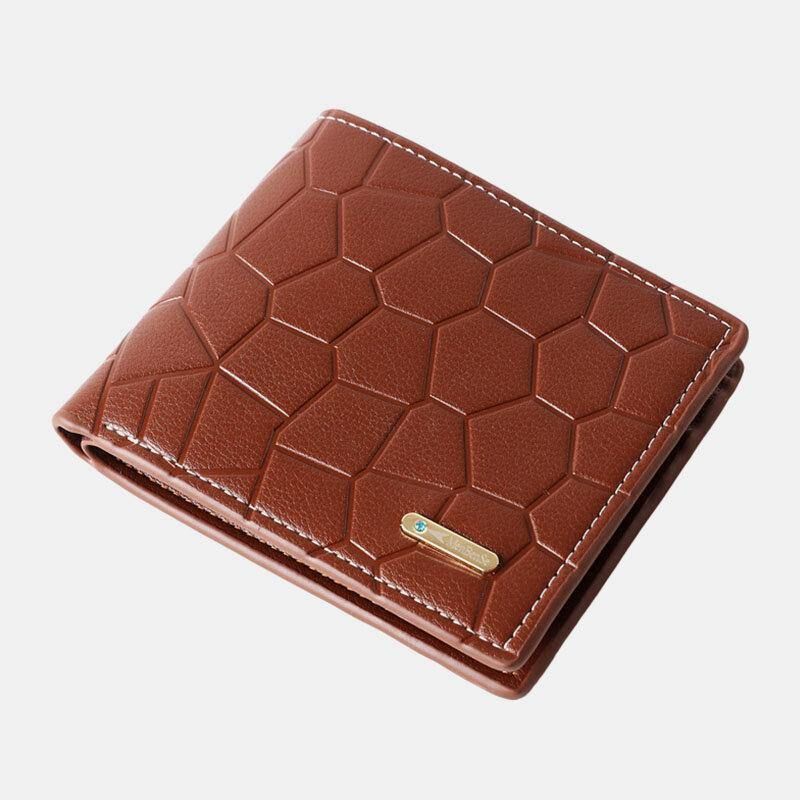 Męski Faux Leather Business Retro Solid Color Lychee Pattern Wytłaczany Portfel Na Karty Z Wieloma Gniazdami