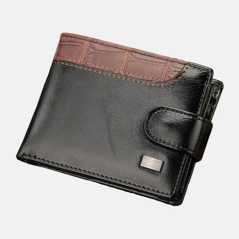 Męski Portfel Ze Sztucznej Skóry W Kontrastowym Kolorze Retro Business Moda Card Holder