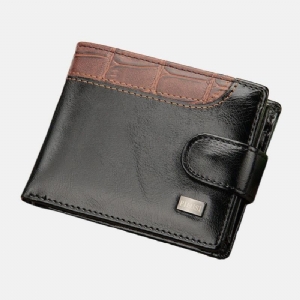 Męski Portfel Ze Sztucznej Skóry W Kontrastowym Kolorze Retro Business Moda Card Holder