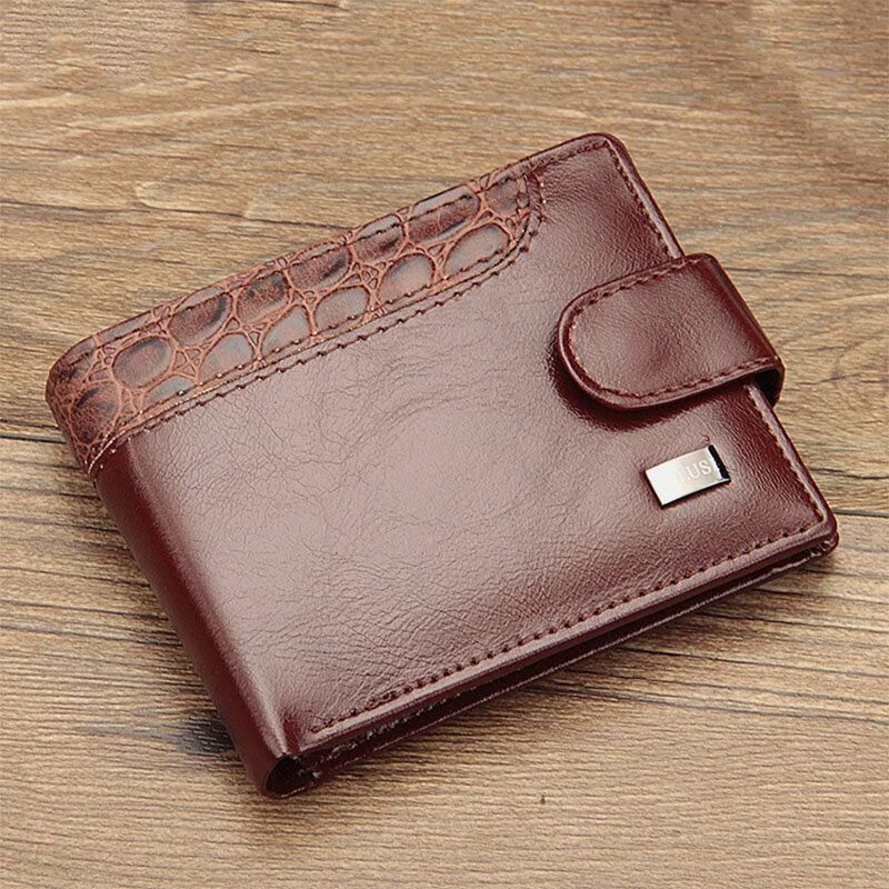 Męski Portfel Ze Sztucznej Skóry W Kontrastowym Kolorze Retro Business Moda Card Holder